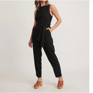 Marine Layer Eloise Belted Jumpsuit Black Size XL NEW
